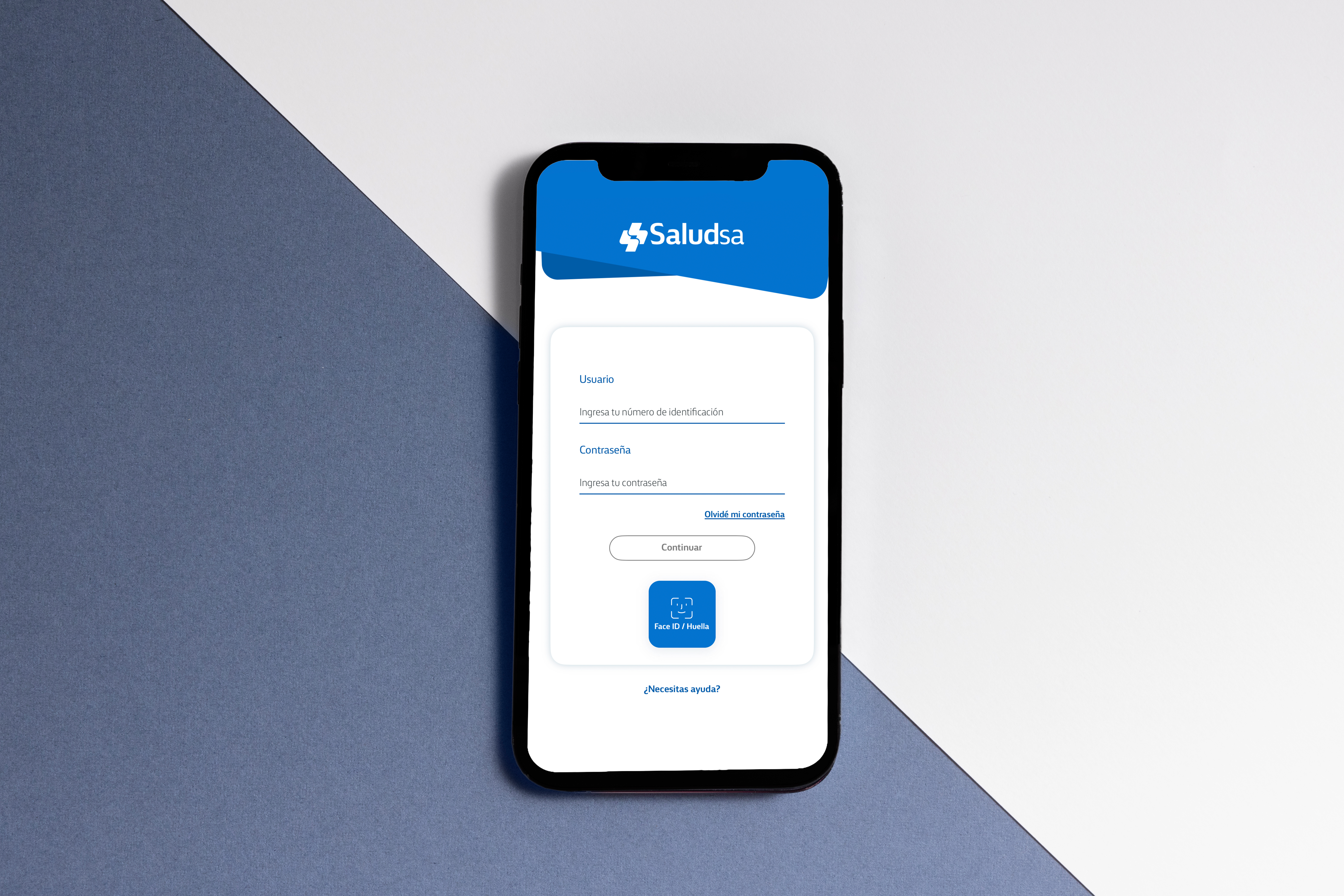 Captura de pantalla estilizada de la App de Saludsa mostrando lo limpio y fácil que es la interfaz.