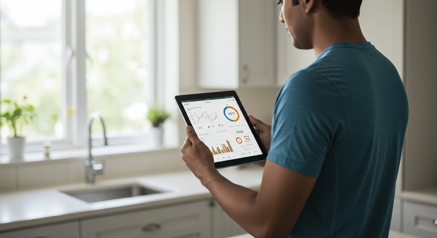 Persona revisando sus servicios digitales con saludsa