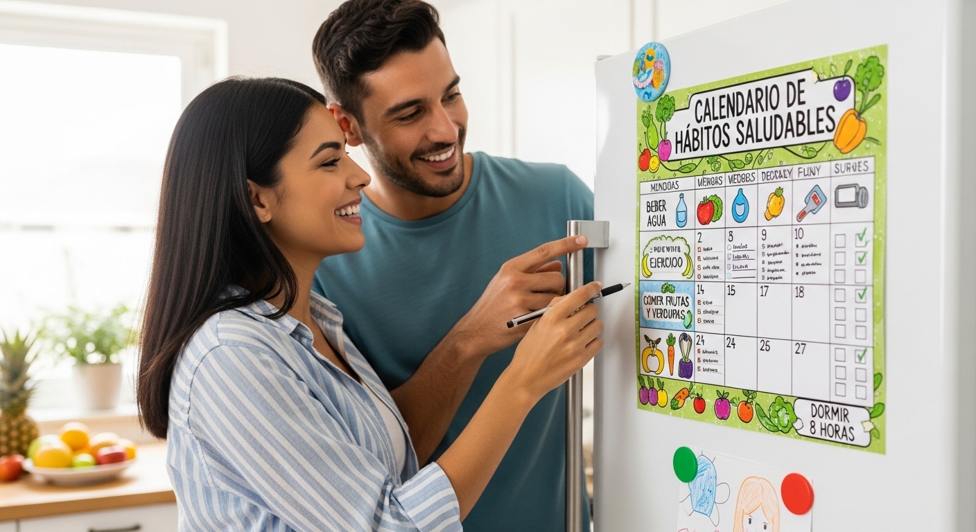 Pareja creando habitos saludables