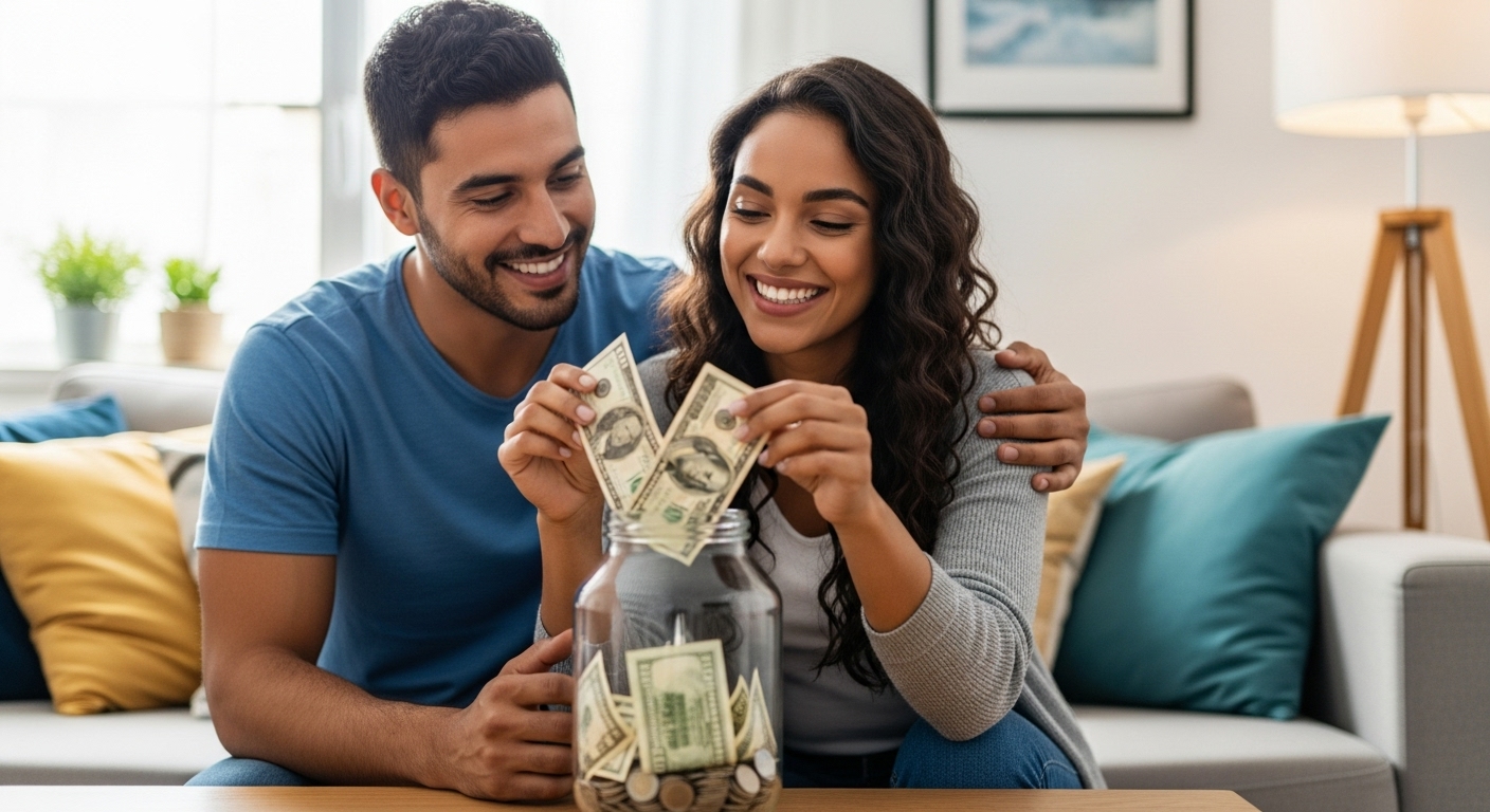 Pareja ahorrndo por su futuro